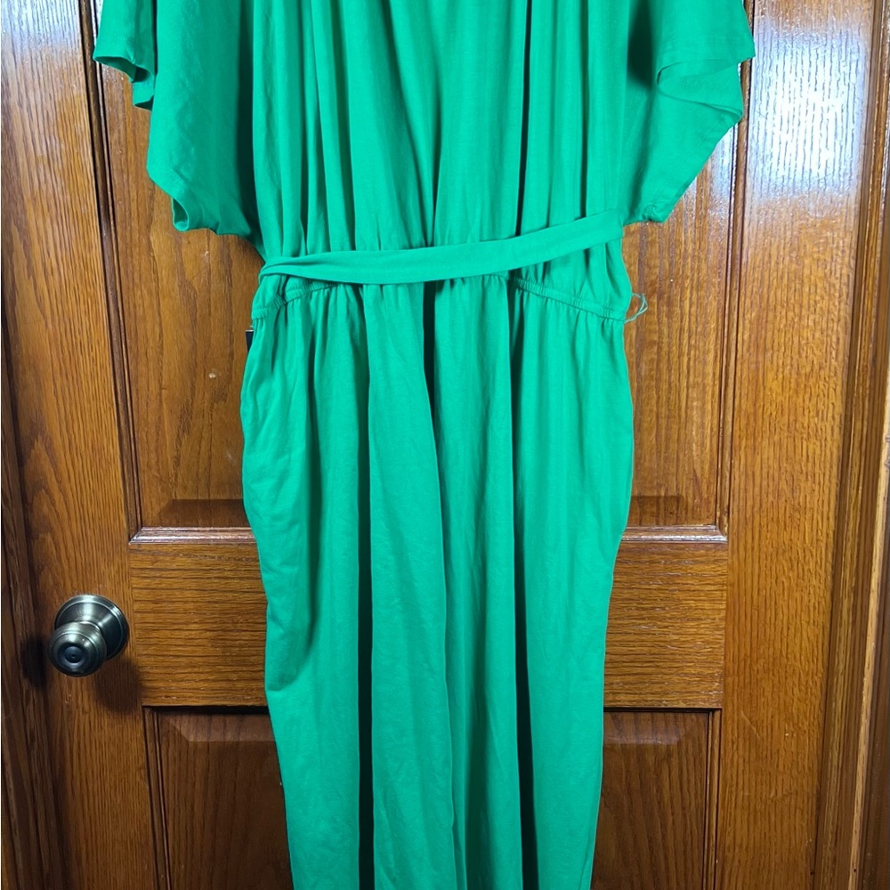 Eloquii 20 Kelly Green Pullover Maxi Dress Flutter Sleeve - Picture 2 of 6